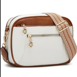 Brown and White Crossbody Bag